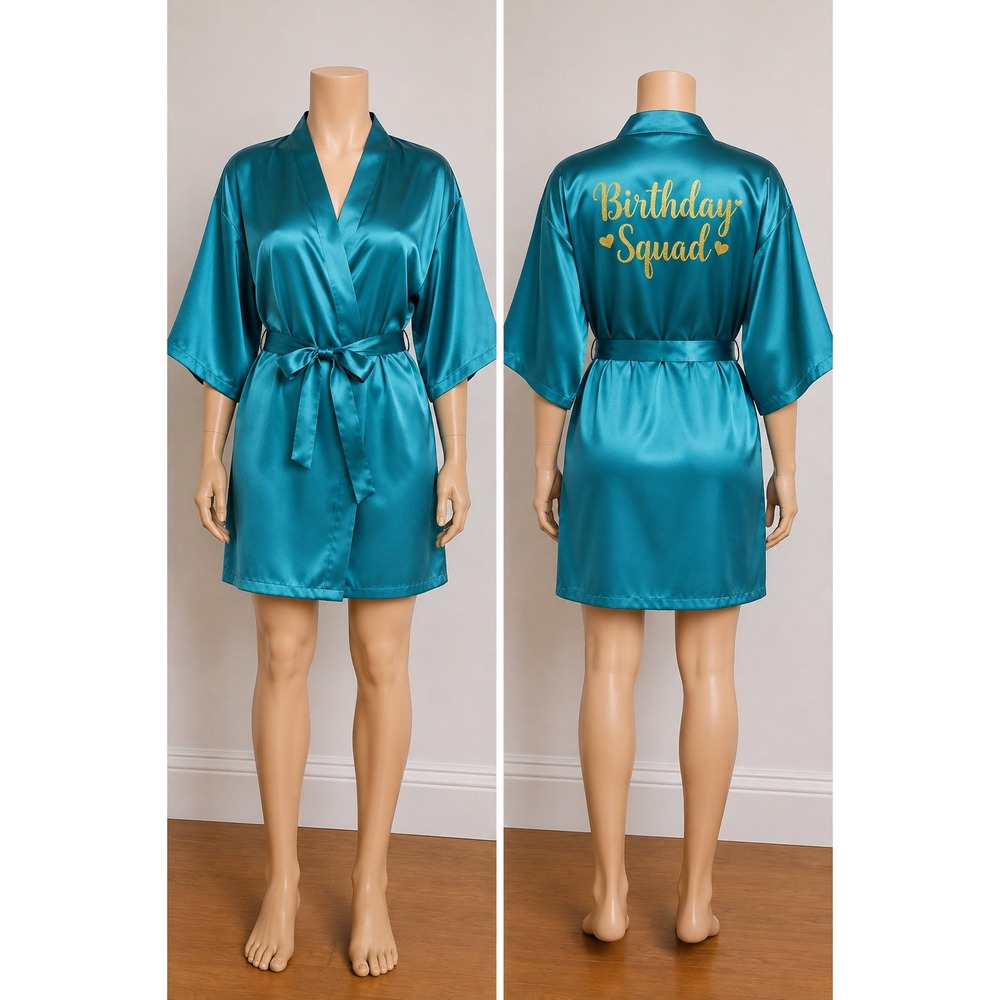 Women's Satin Kimono Robe Lake Blue‎ Size 16-18 New With Tags